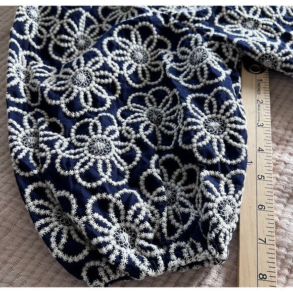 Anthropologie Maeve Navy Floral Embroidered Shrug Bolero Sweater Jacket One Size - Picture 11 of 11